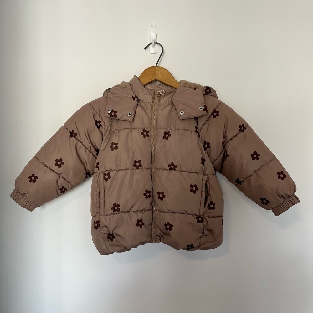 Zara Floral Puffer Fleece-lined Jacket 4/5 years
